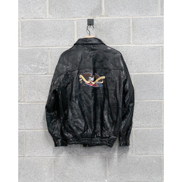Vintage USA Flag Eagle Leather Jacket - L - Picture 2 of 2